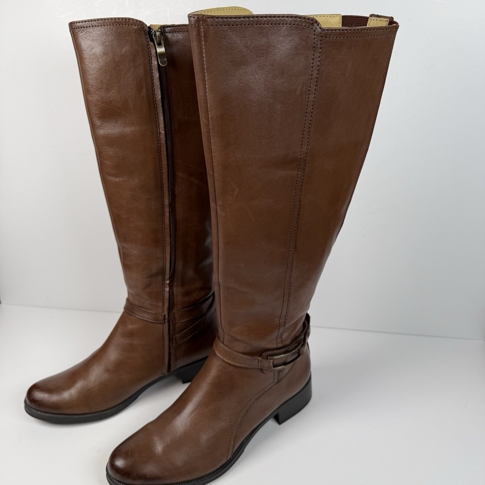 Bussola Siena Boots Brown Luggage Tall Leather Zipper Riding US 6-6.5 EU 37